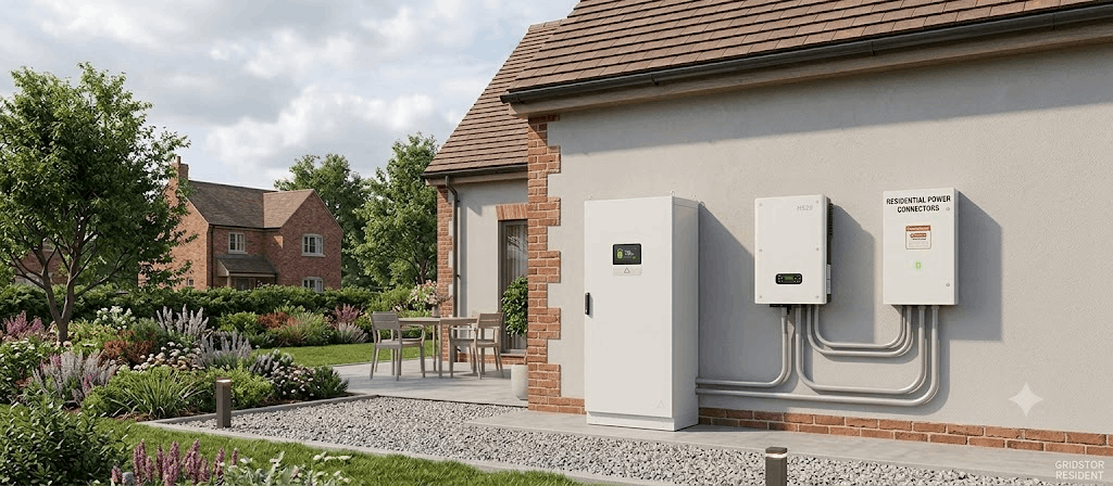 A battery energy storage system that has been installed on the side of a house after being considered safe.
